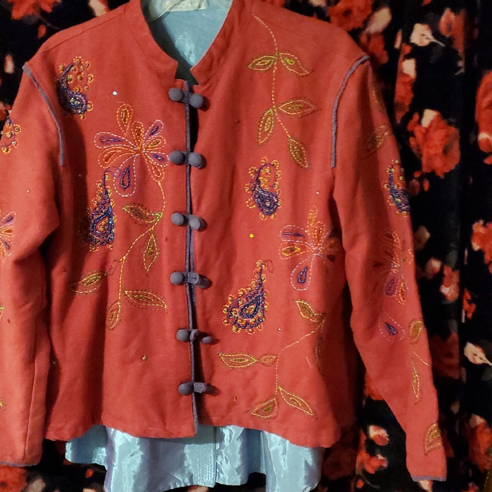 💖Red XL Embroidered Jacket